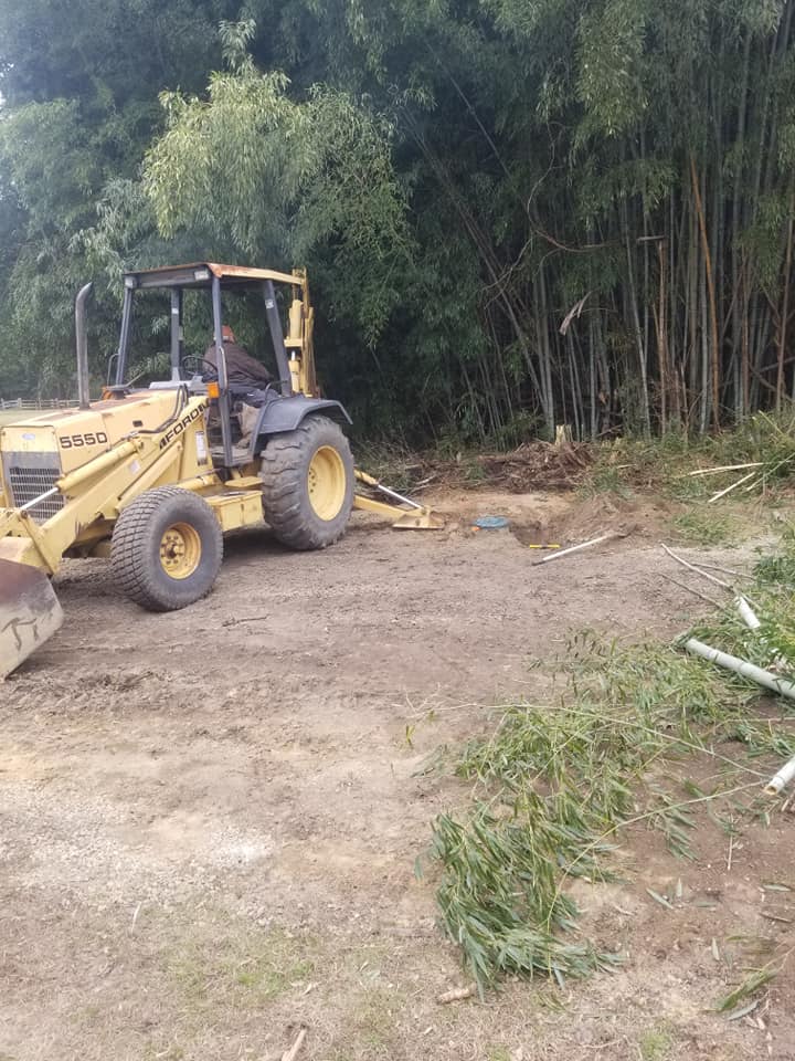 Land clearing with backhoe