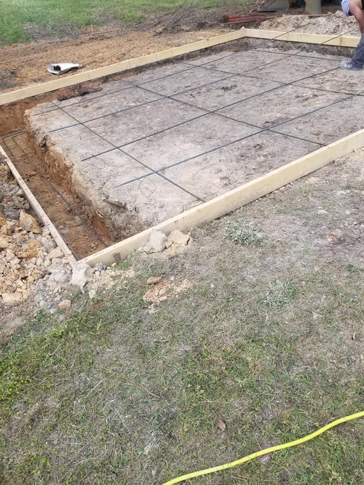 Concrete foundation work with rebar
