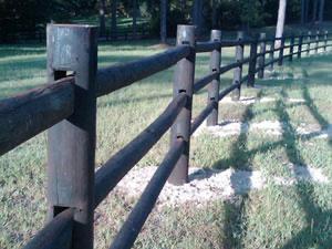 Equine post and rail fencing in Pinehurst NC