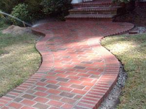Curved brick walkway with steps in Southern Pines, NC